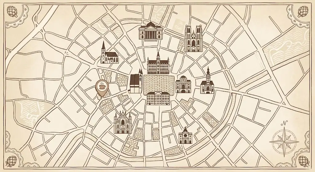 Illustrated map showing where to find Momma's Corner